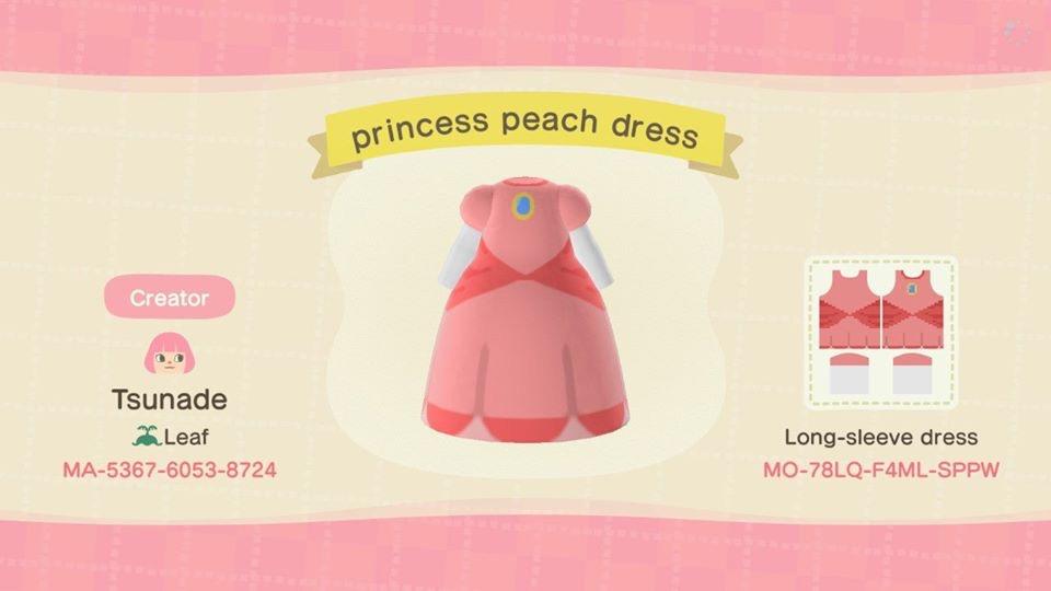 Animal Crossing Design Code: MO-78LQ-F4ML-SPPW Princess Peach Dress