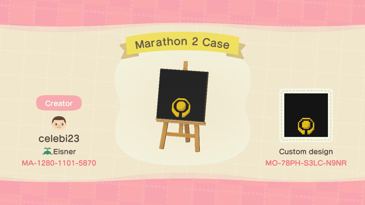 Animal Crossing Design Code: MO-78PH-S3LC-N9NR Marathon 2 Case