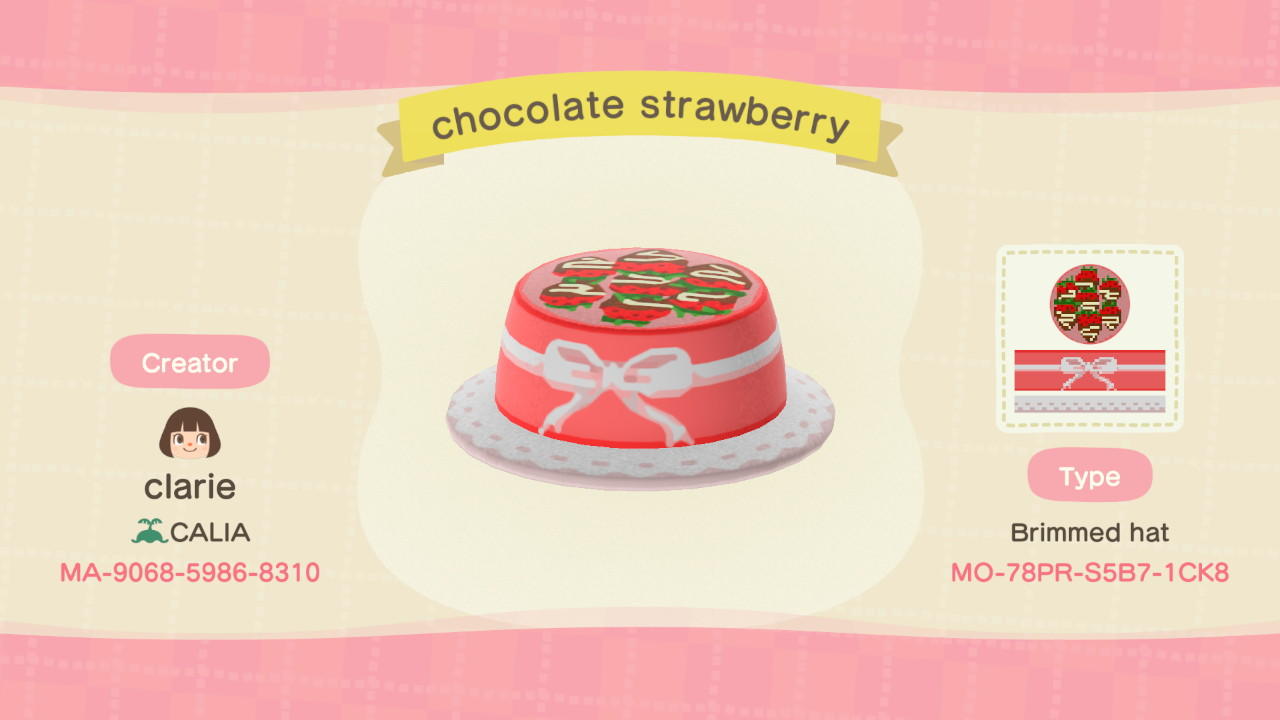 Animal Crossing Design Code: MO-78PR-S5B7-1CK8 Chocolate strawberry