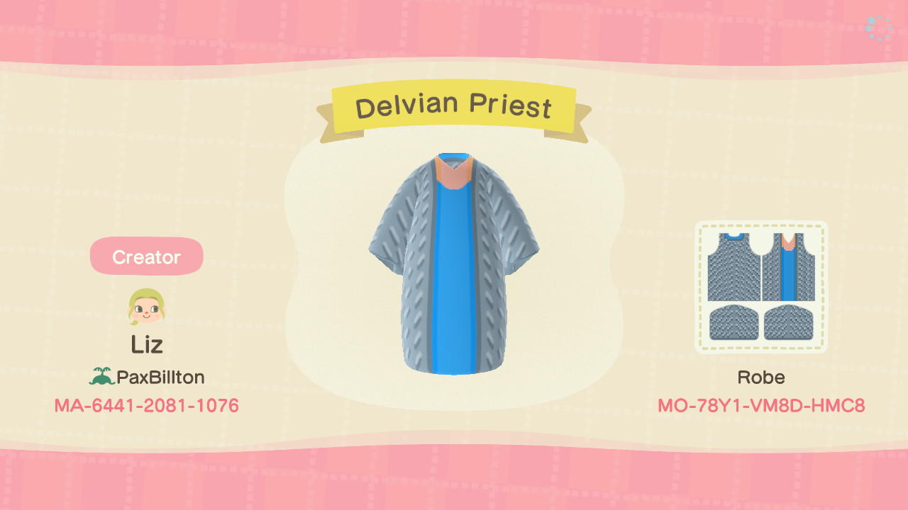 Animal Crossing Design Code: MO-78Y1-VM8D-HMC8 Delvian Priest