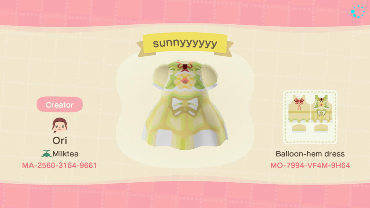 Animal Crossing Design Code: MO-7994-VF4M-9H64 sunnyyyyyy