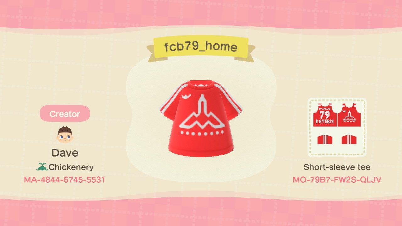 Animal Crossing Design Code: MO-79B7-FW2S-QLJV FC Bayern 79/80 Home