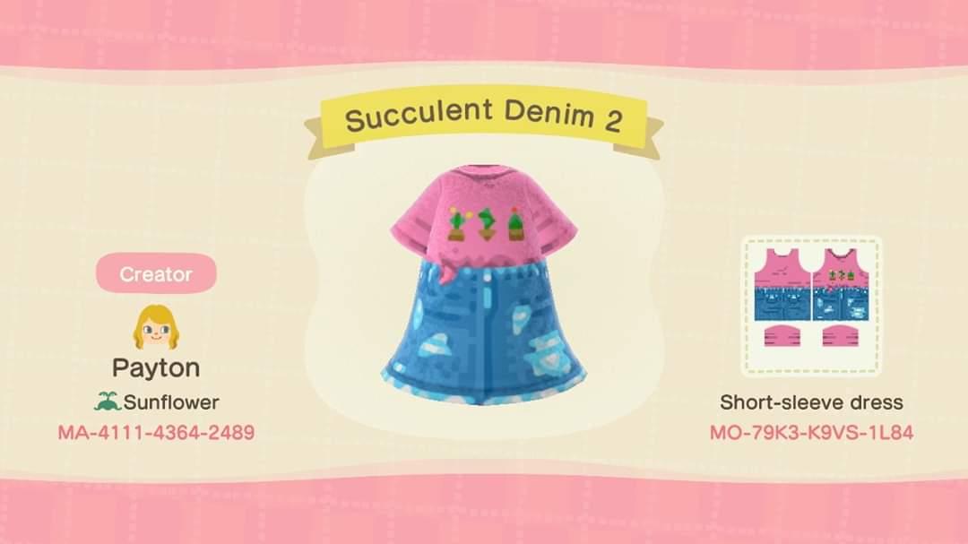 Animal Crossing Design Code: MO-79K3-K9VS-1L84 Succulent Denim 2