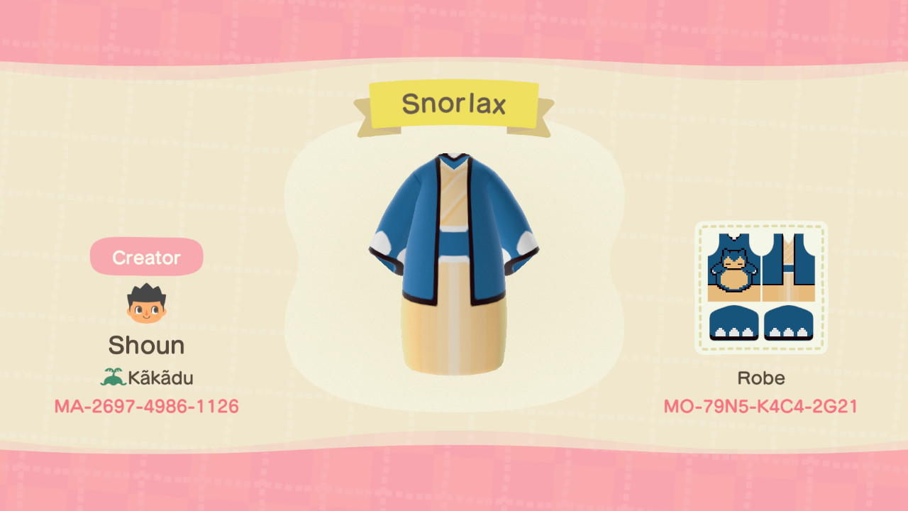 Animal Crossing Design Code: MO-79N5-K4C4-2G21 Snorlax