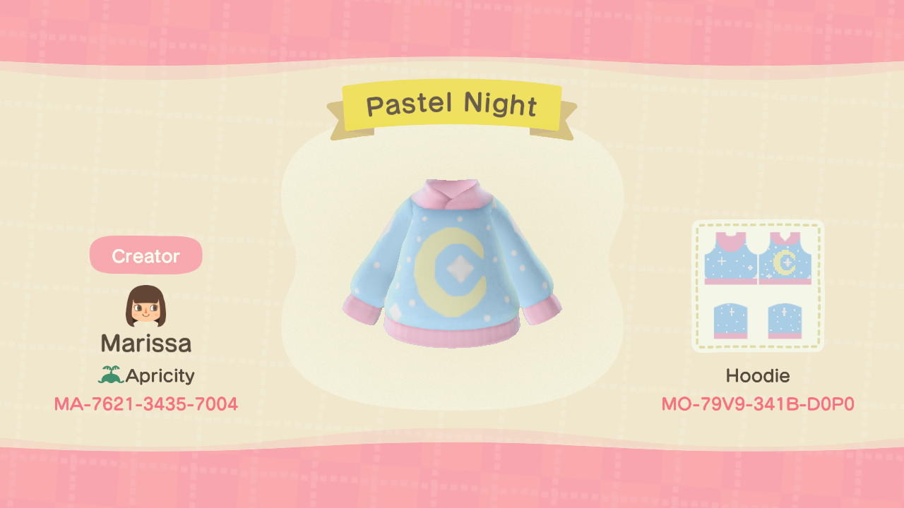 Animal Crossing Design Code: MO-79V9-341B-D0P0 Pastel Night
