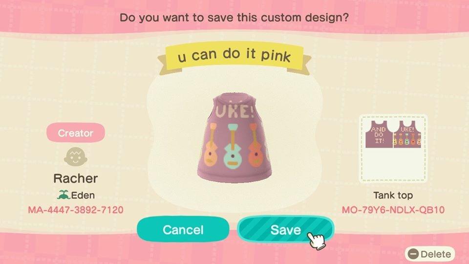 Animal Crossing Design Code: MO-79Y6-NDLX-QB10 u can do it pink