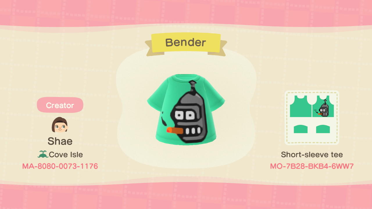 Animal Crossing Design Code: MO-7B28-BKB4-6WW7 Bender