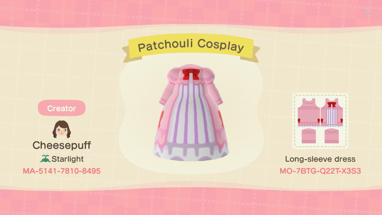 Animal Crossing Design Code: MO-7BTG-Q22T-X3S3 Touhou Patchouli