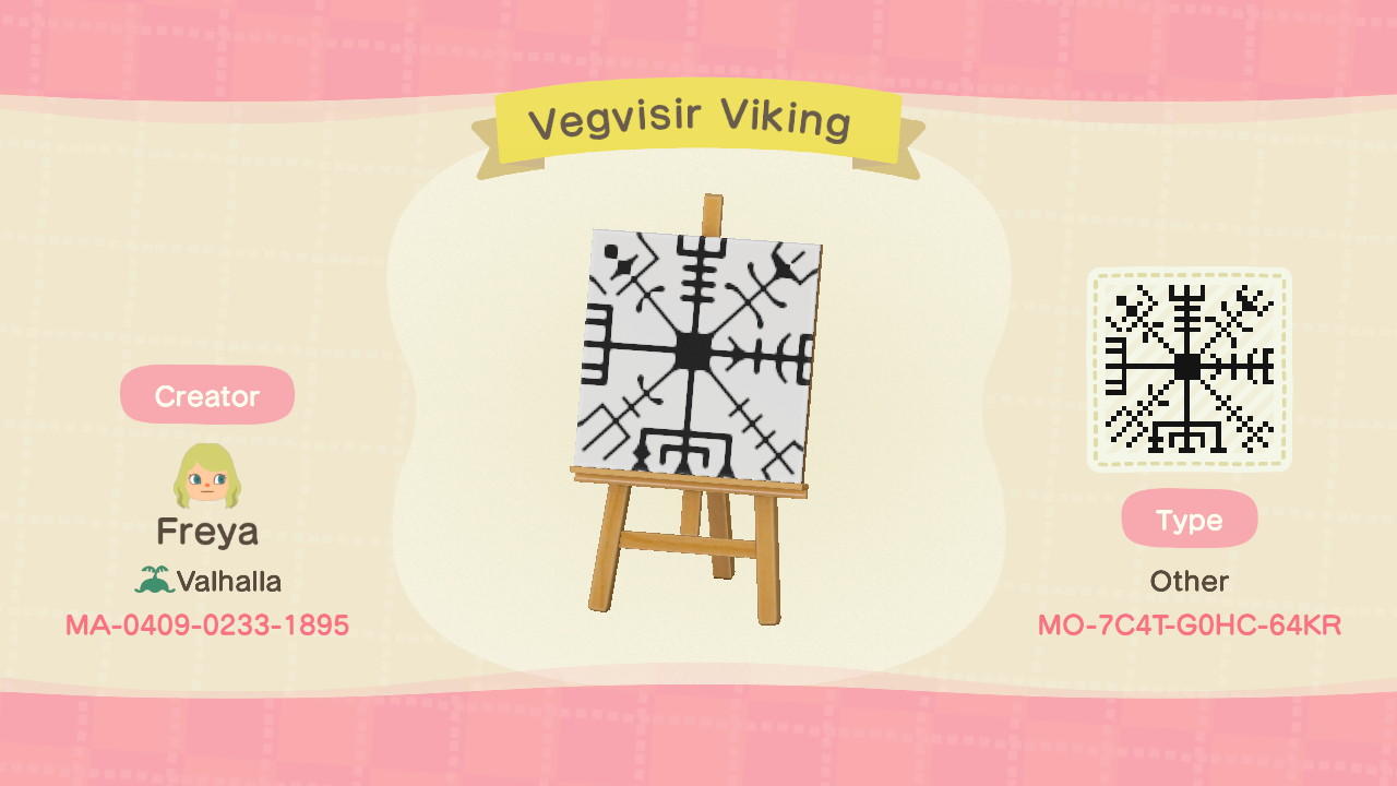 Animal Crossing Design Code: MO-7C4T-G0HC-64KR Vegvisir Viking