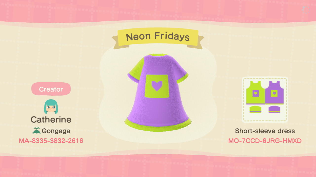 Animal Crossing Design Code: MO-7CCD-6RJG-HMXD Neon Fridays