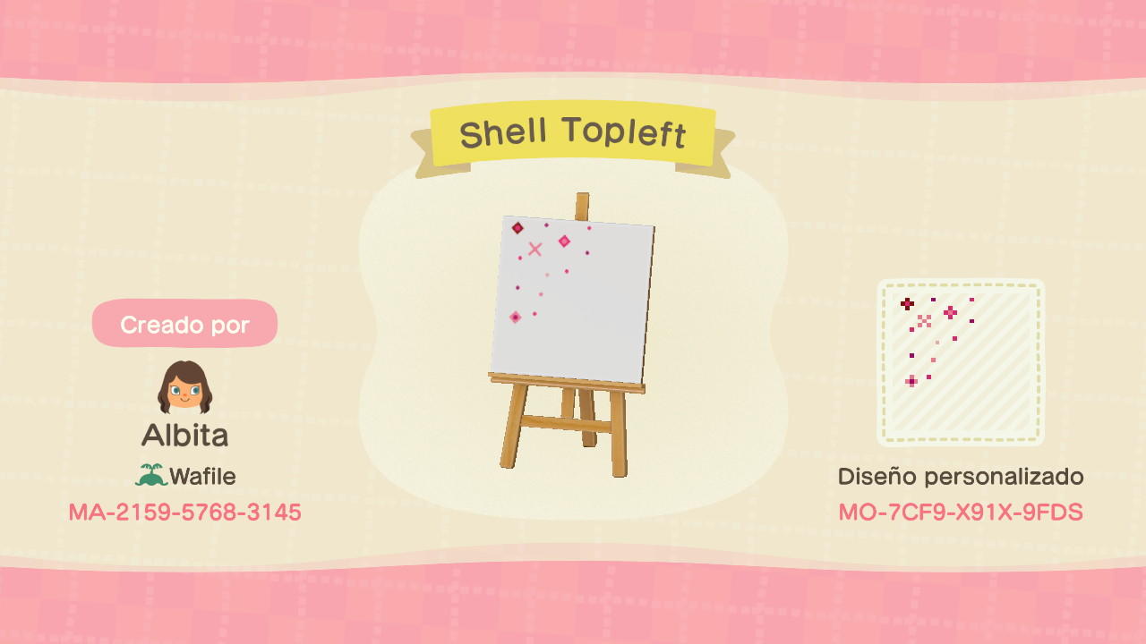 Animal Crossing Design Code: MO-7CF9-X91X-9FDS Shell Topfelt