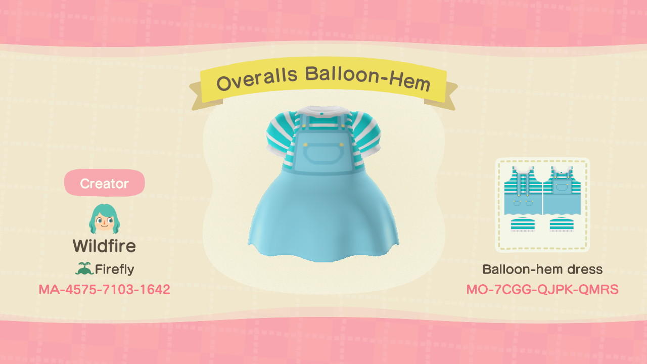Animal Crossing Design Code: MO-7CGG-QJPK-QMRS Blouse w/ Overalls