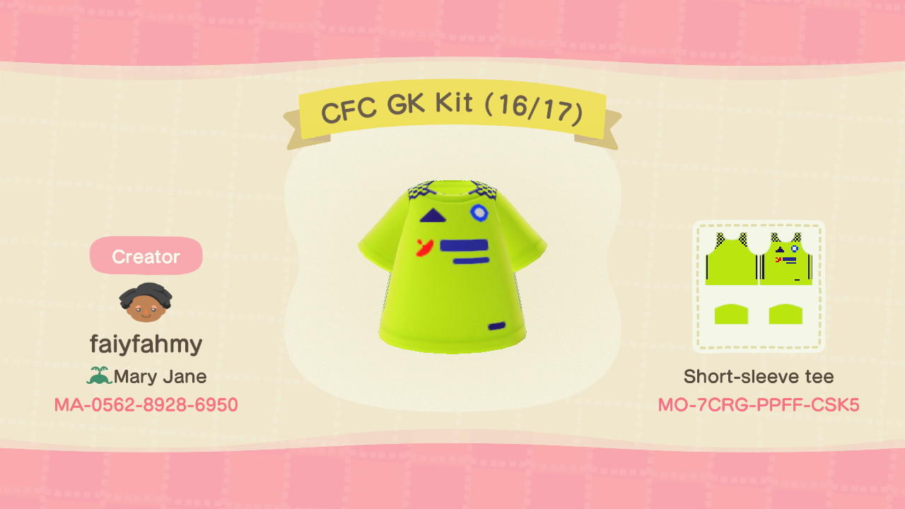 Animal Crossing Design Code: MO-7CRG-PPFF-CSK5 CFC GK Kit (16/17)