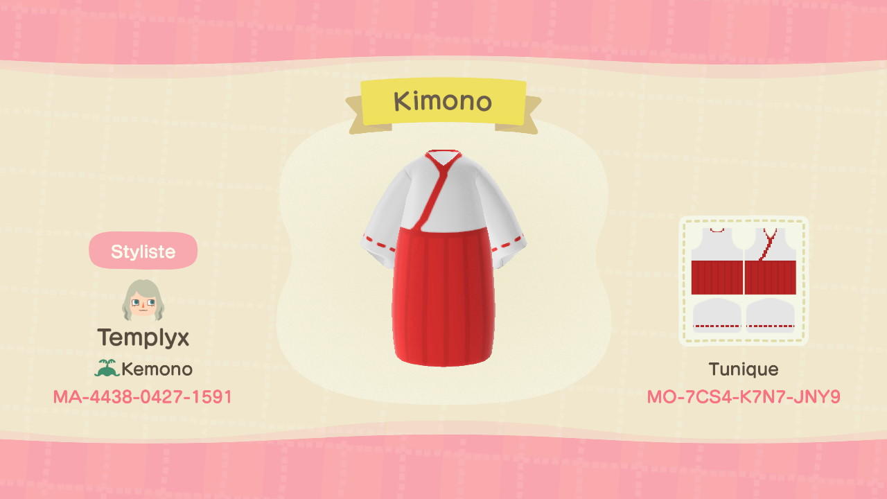 Animal Crossing Design Code: MO-7CS4-K7N7-JNY9 Kimono