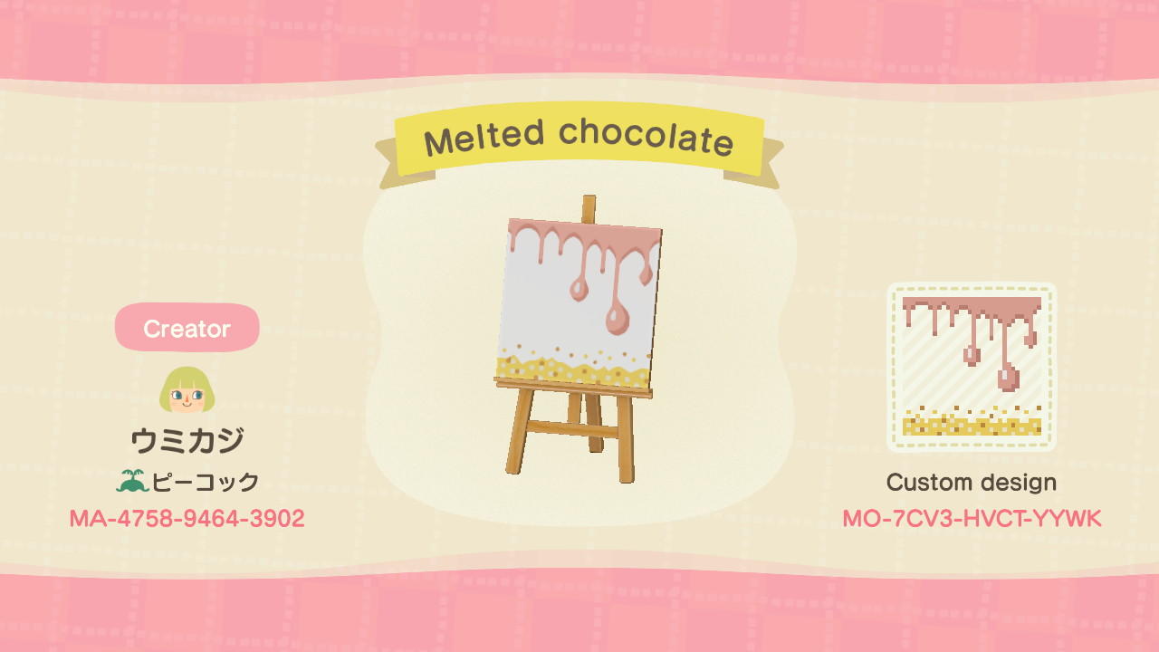 Animal Crossing Design Code: MO-7CV3-HVCT-YYWK Melted chocolate