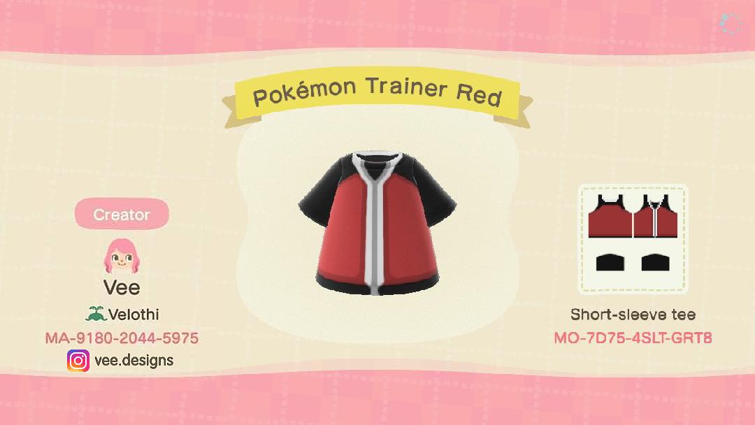 Animal Crossing Design Code: MO-7D75-4SLT-GRT8 Pokemon Trainer Red