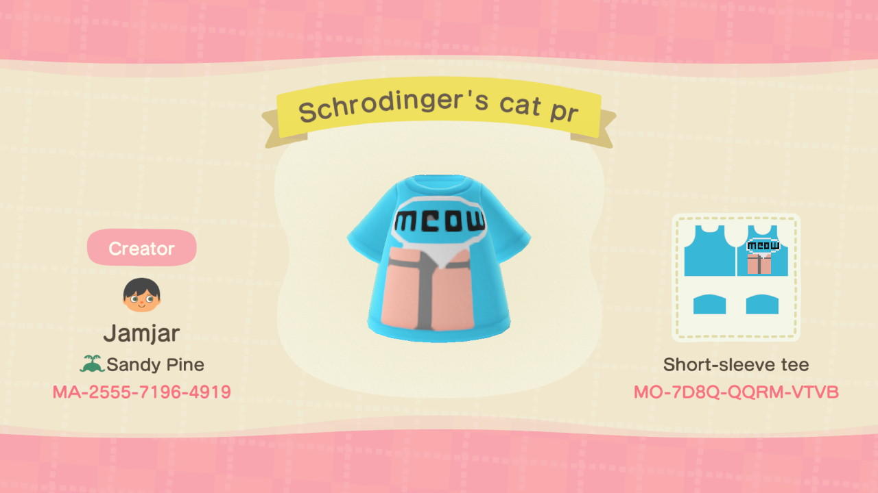 Animal Crossing Design Code: MO-7D8Q-QQRM-VTVB Schrodingers car
