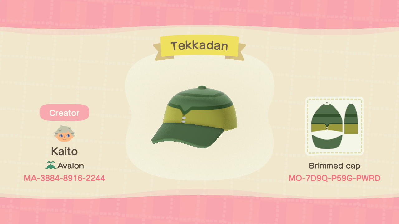 Animal Crossing Design Code: MO-7D9Q-P59G-PWRD Tekkadan hat