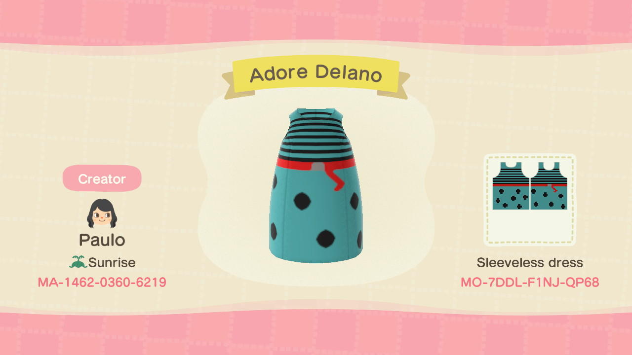 Animal Crossing Design Code: MO-7DDL-F1NJ-QP68 Adore Delano