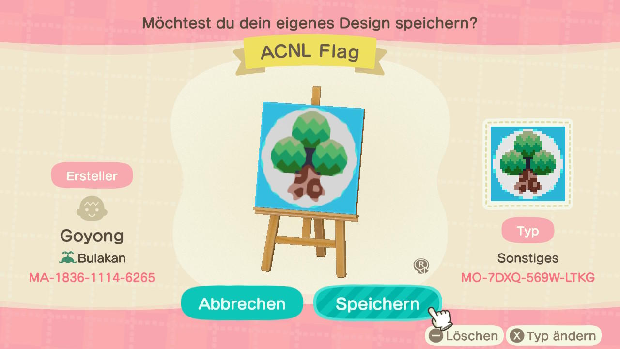 Animal Crossing Design Code: MO-7DXQ-569W-LTKG ACNL Flag