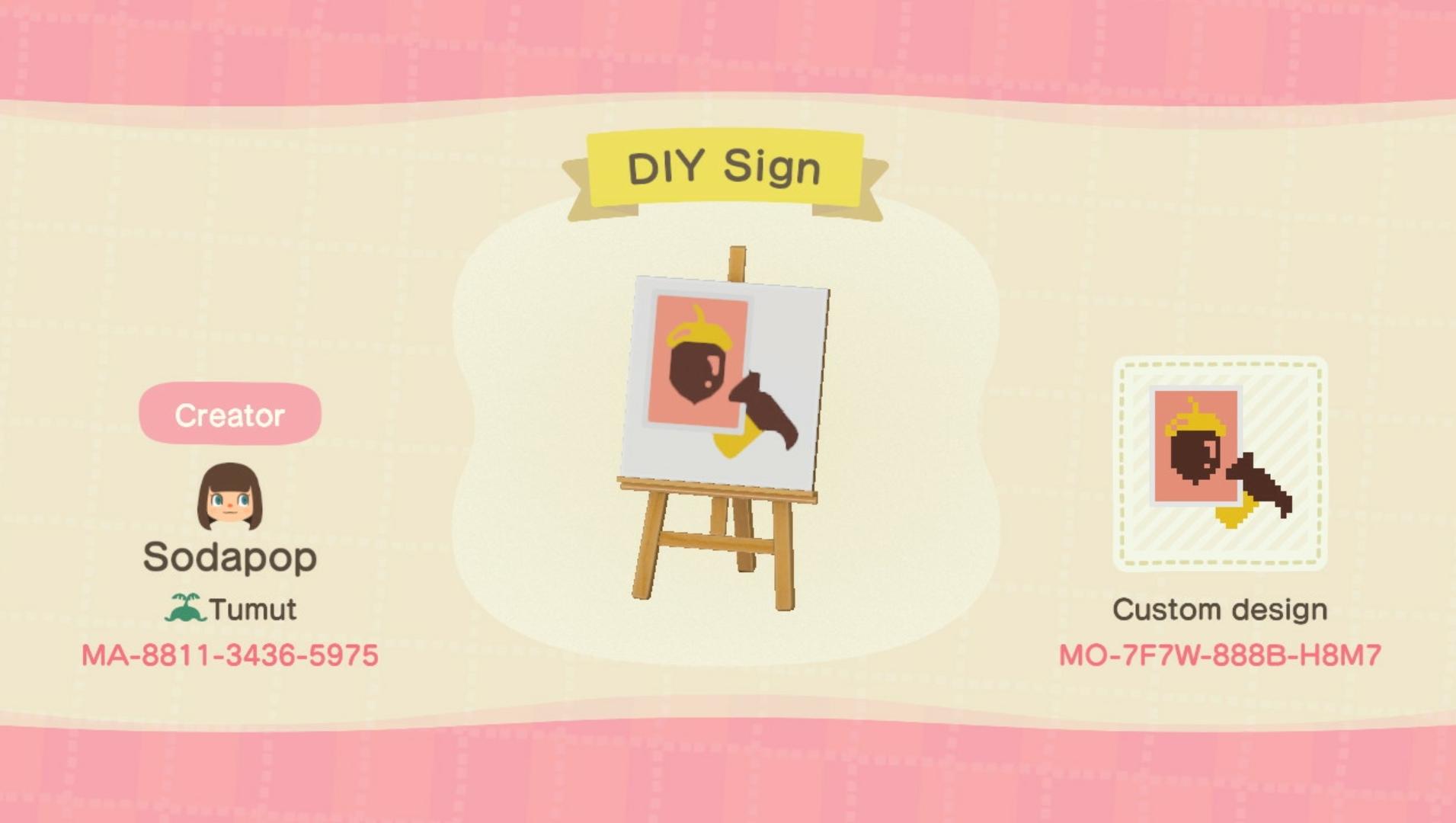 Animal Crossing Design Code: MO-7F7W-888B-H8M7 DIY Sign