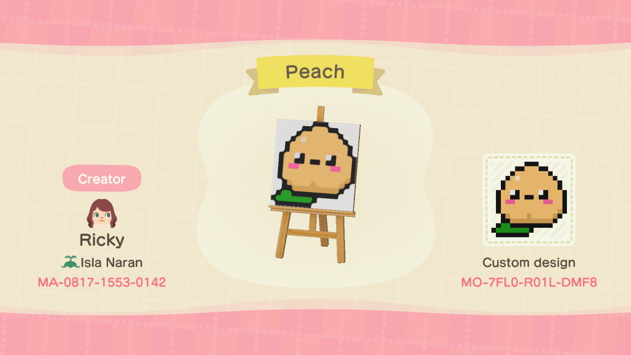 Animal Crossing Design Code: MO-7FL0-R01L-DMF8 Pixel Peach