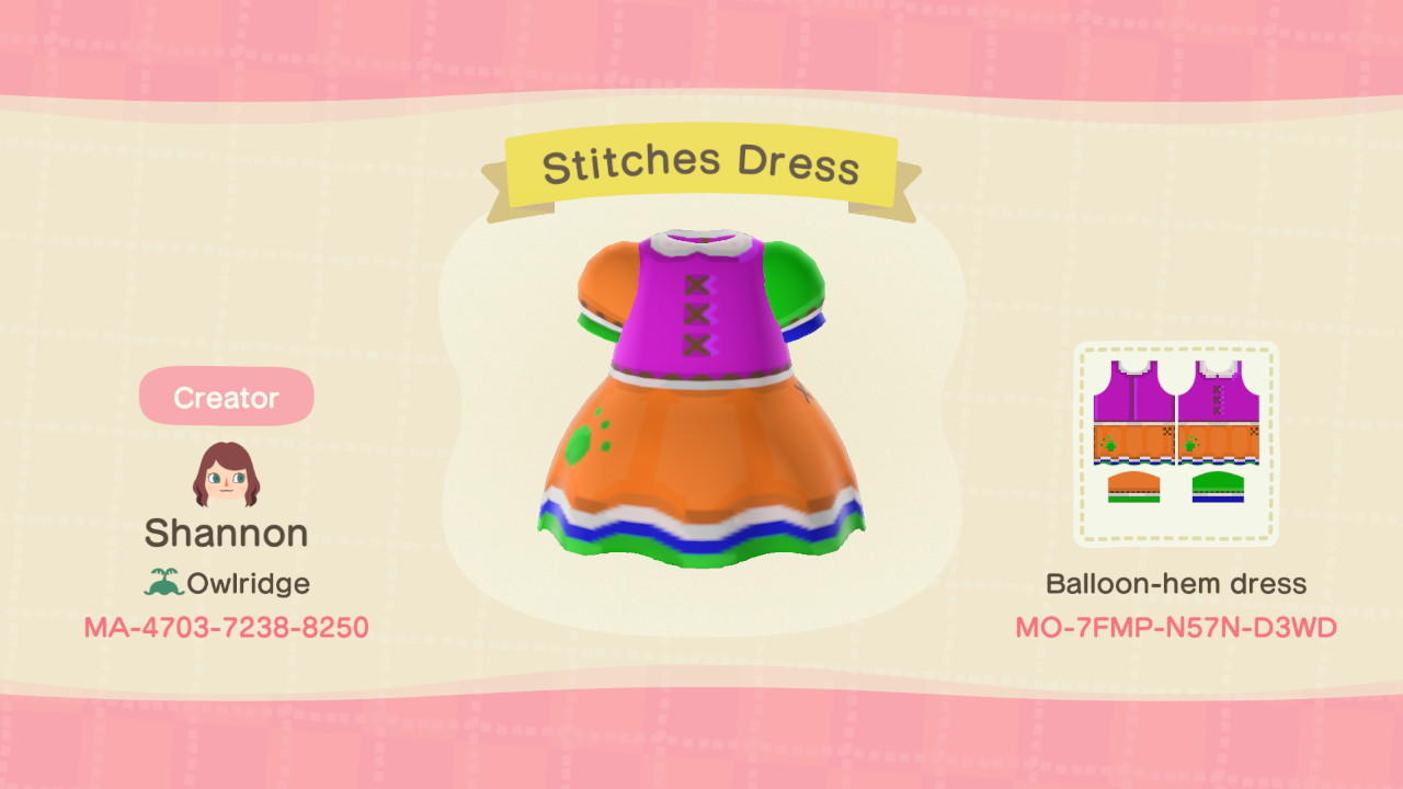 Animal Crossing Design Code: MO-7FMP-N57N-D3WD #1 Stitches Fan