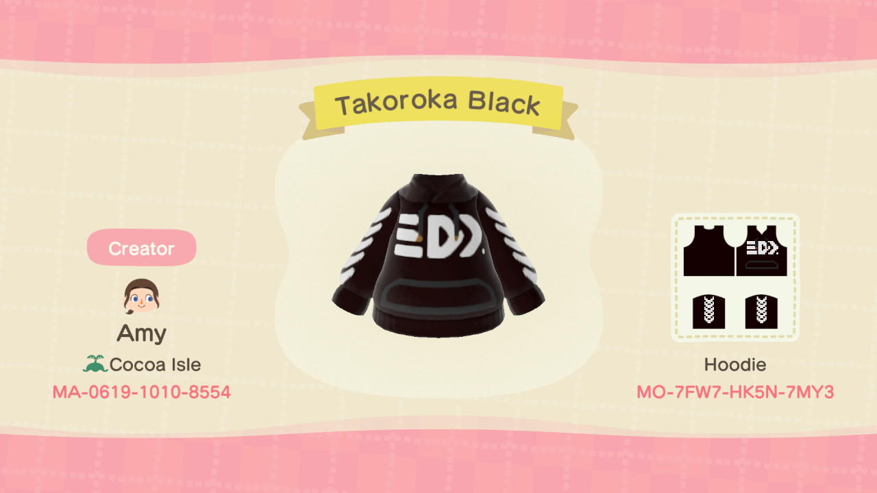 Animal Crossing Design Code: MO-7FW7-HK5N-7MY3 Takoroka Black