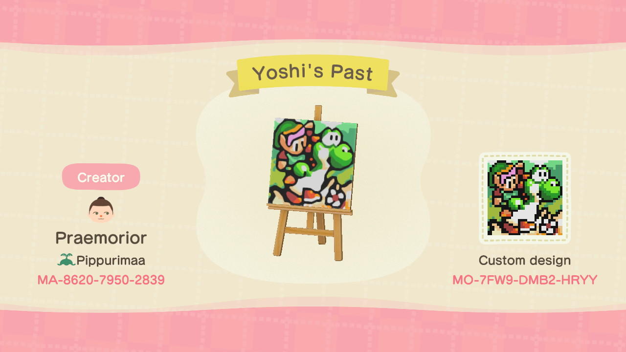 Animal Crossing Design Code: MO-7FW9-DMB2-HRYY Yoshi&#39;s Past