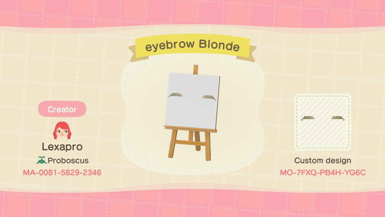 Animal Crossing Design Code: MO-7FXQ-PB4H-YG6C Blonde Eyebrows