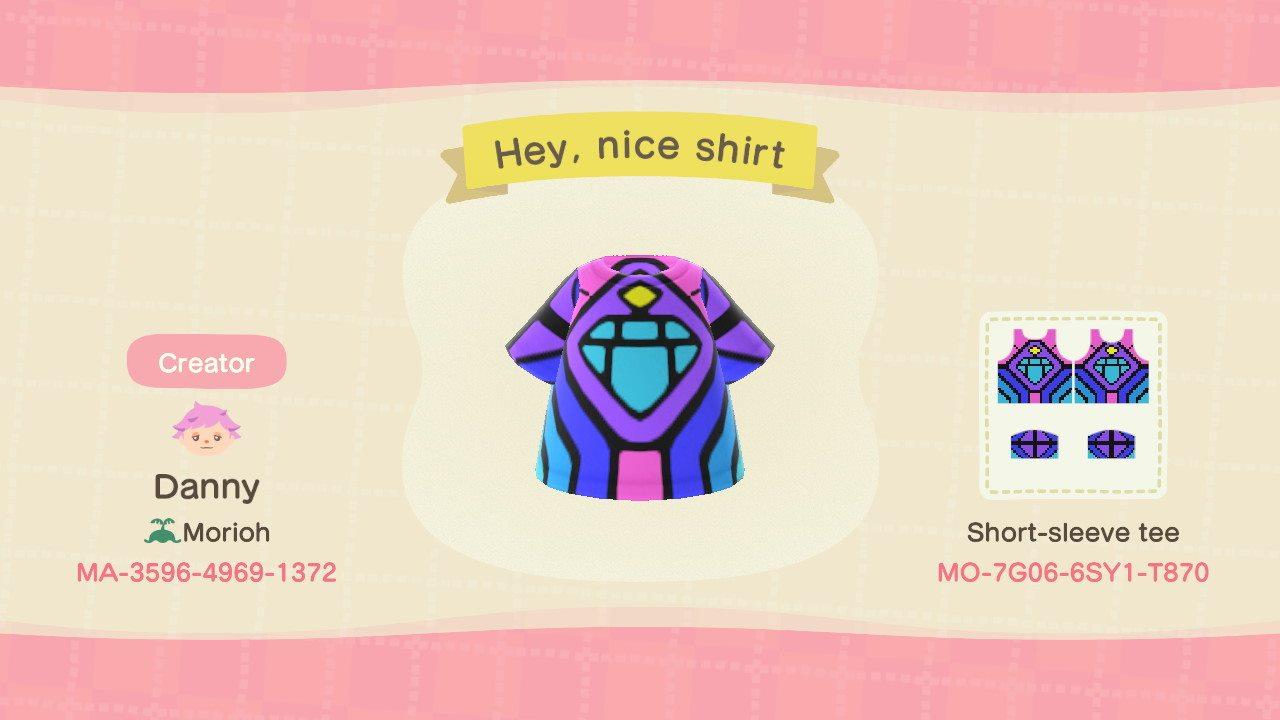 Animal Crossing Design Code: MO-7G06-6SY1-T870 Hey, nice shirt