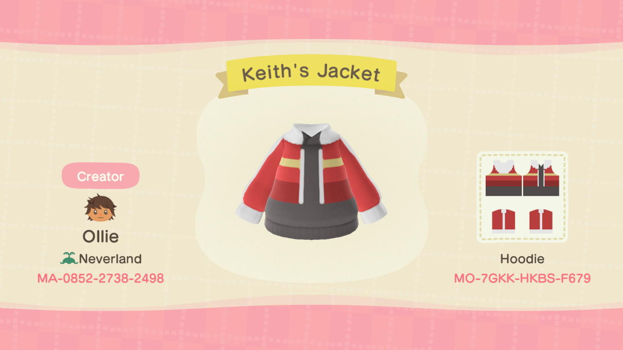 Animal Crossing Design Code: MO-7GKK-HKBS-F679 Keith&#39;s Jacket