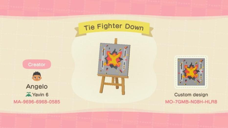Animal Crossing Design Code: MO-7GMB-N08H-HLR8 Tie Fighter Down