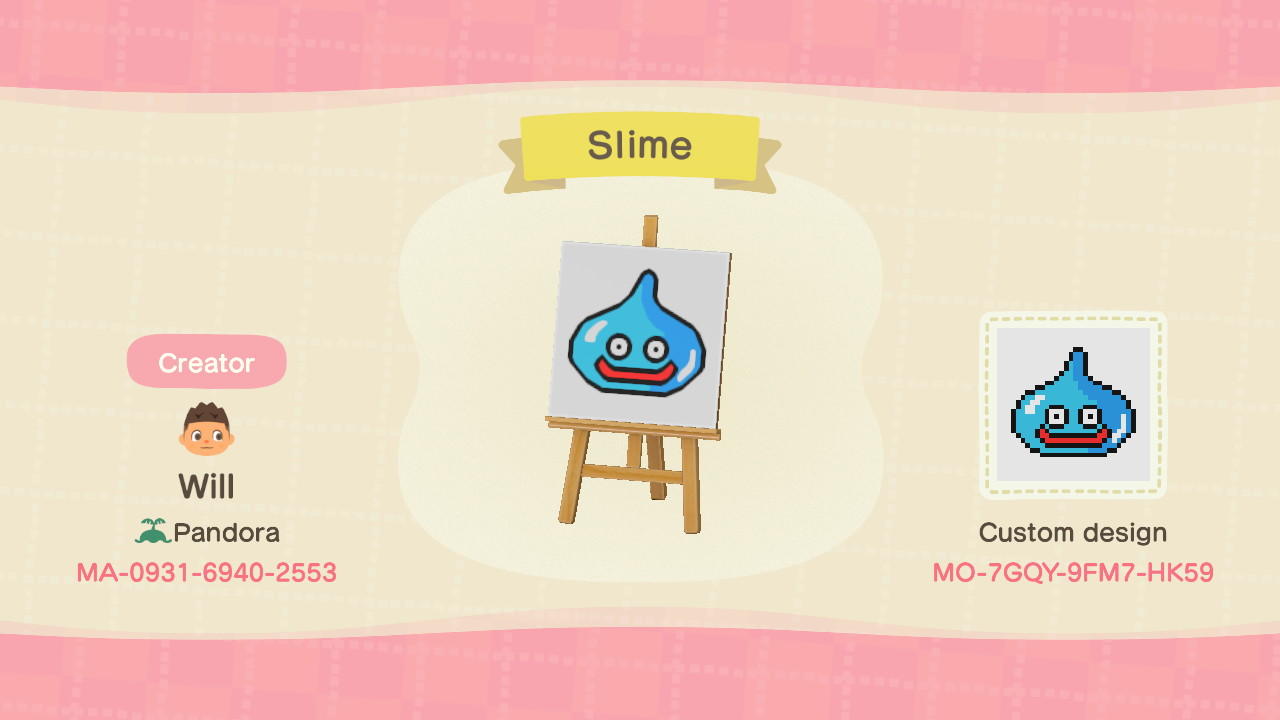 Animal Crossing Design Code: MO-7GQY-9FM7-HK59 Slime