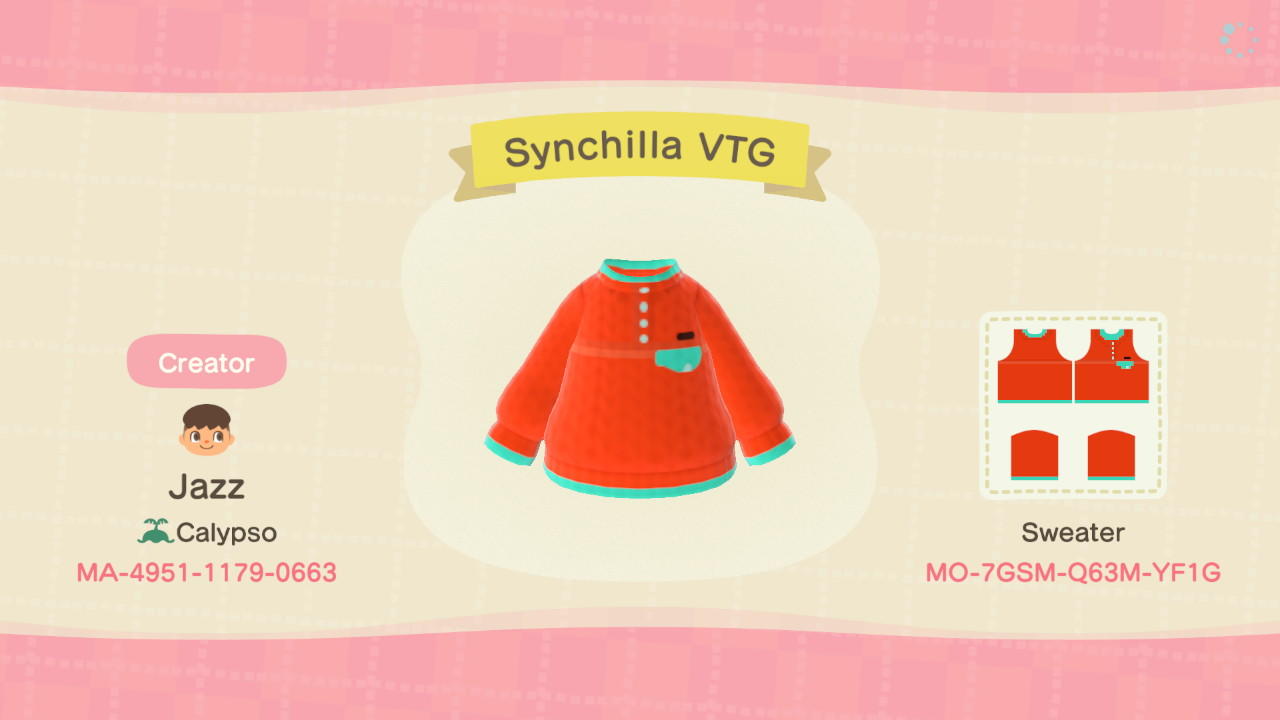 Animal Crossing Design Code: MO-7GSM-Q63M-YF1G Patagonia Synchilla