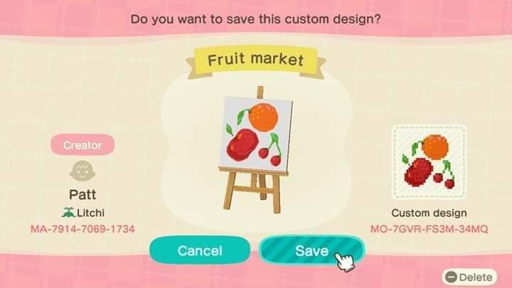 Animal Crossing Design Code: MO-7GVR-FS3M-34MQ Fruit on white