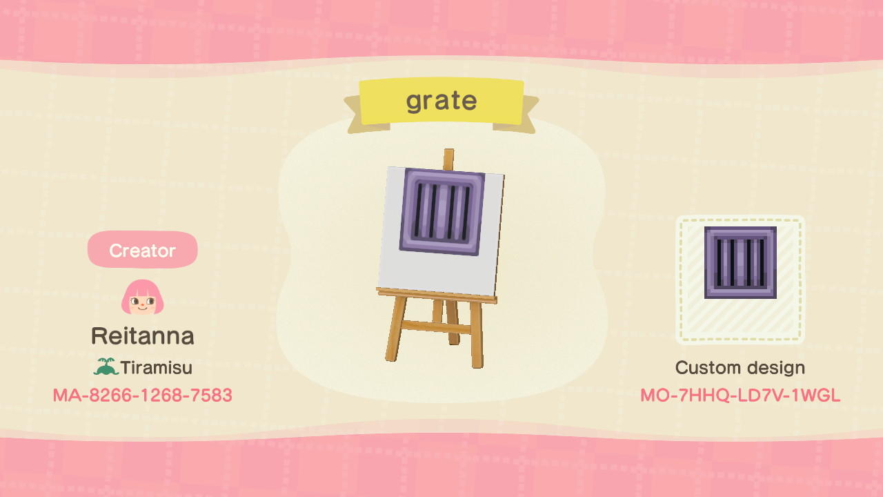 Animal Crossing Design Code: MO-7HHQ-LD7V-1WGL grate