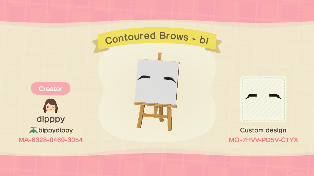 Animal Crossing Design Code: MO-7HVV-PD5V-CTYX Contoured Brows - bl