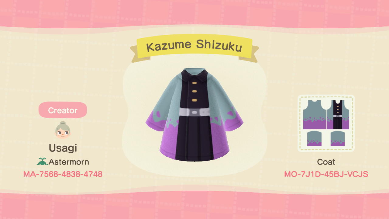 Animal Crossing Design Code: MO-7J1D-45BJ-VCJS Kazume Shizuku