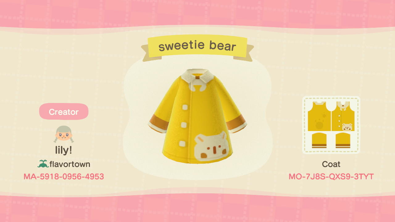 Animal Crossing Design Code: MO-7J8S-QXS9-3TYT Sweetie Bear
