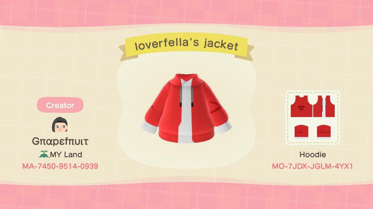 Animal Crossing Design Code: MO-7JDX-JGLM-4YX1 Loverfella's jacket