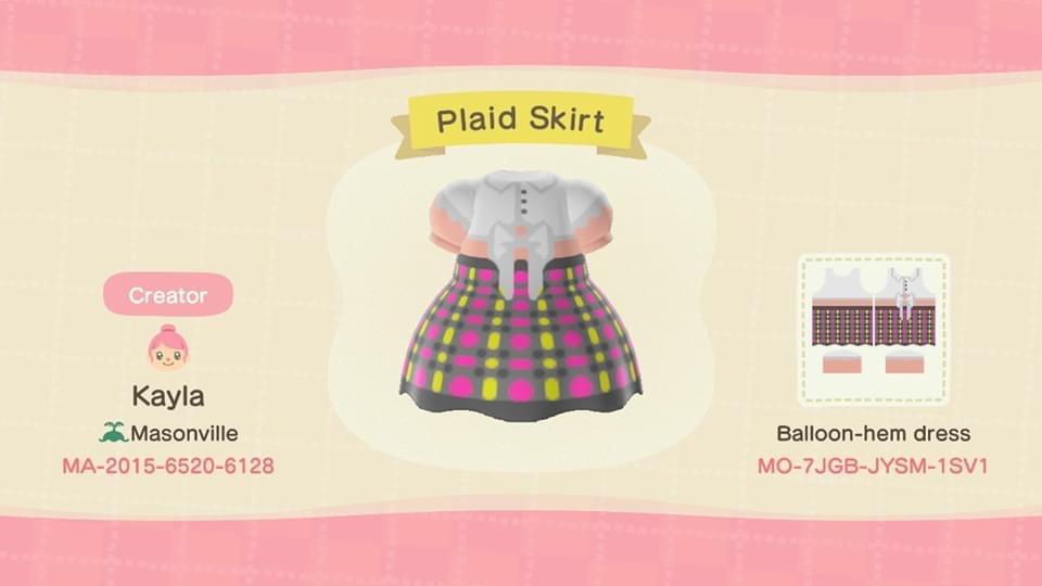 Animal Crossing Design Code: MO-7JGB-JYSM-1SV1 Plaid dress