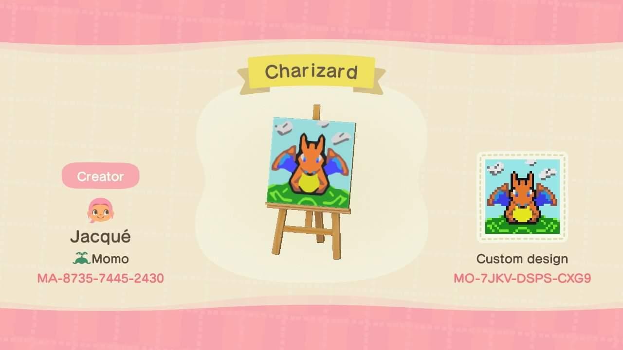 Animal Crossing Design Code: MO-7JKV-DSPS-CXG9 Charizard