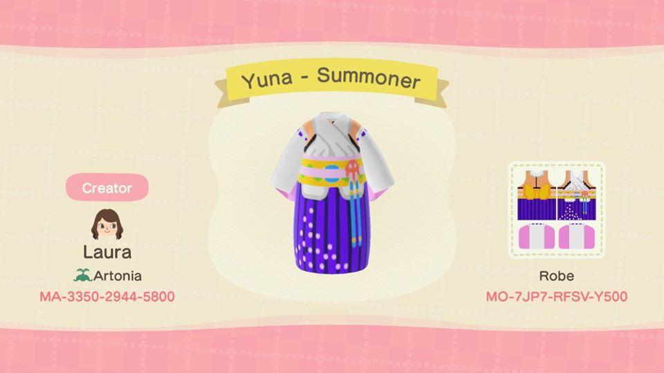 Animal Crossing Design Code: MO-7JP7-RFSV-Y500 Yuna - Summoner - V2