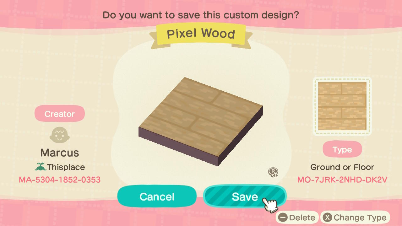 Animal Crossing Design Code: MO-7JRK-2NHD-DK2V Pixel Wood