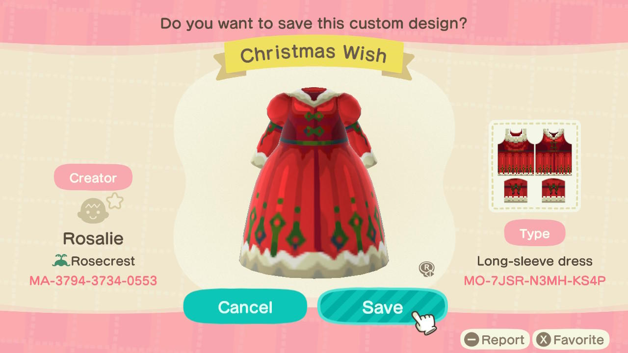 Animal Crossing Design Code: MO-7JSR-N3MH-KS4P Christmas Wish