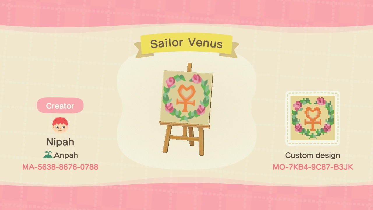 Animal Crossing Design Code: MO-7KB4-9C87-B3JK Sailor Venus