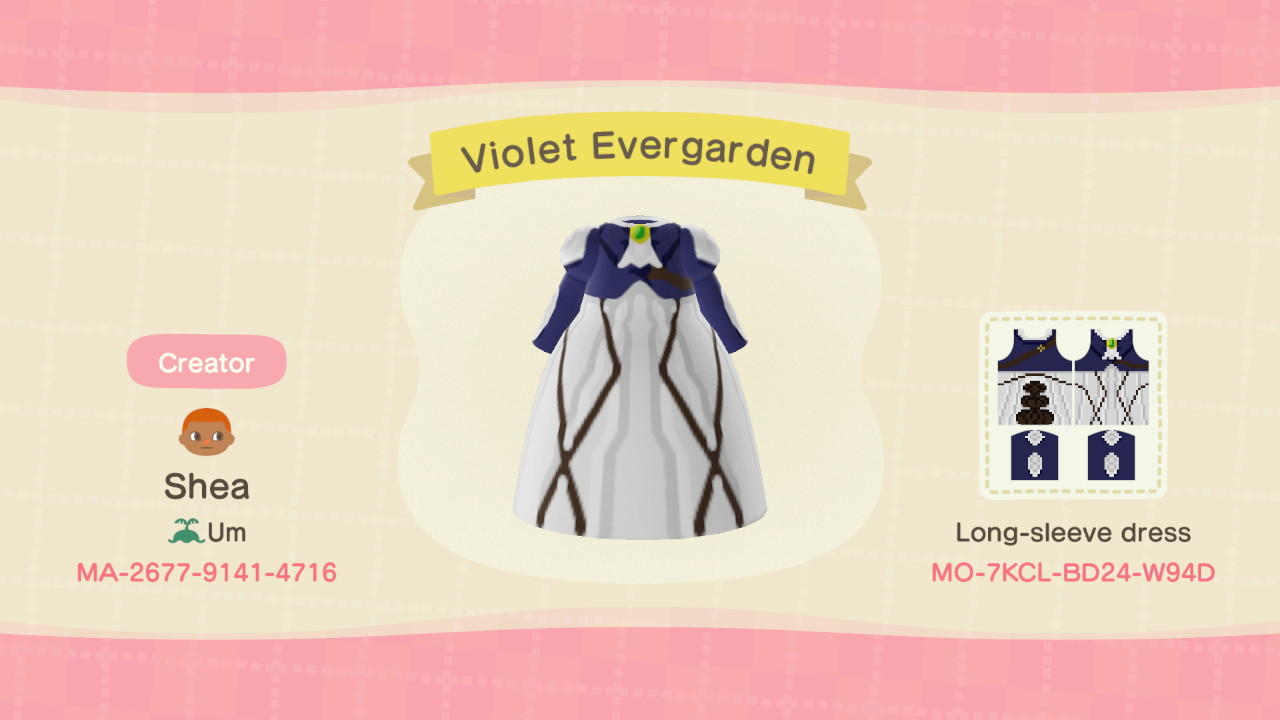 Animal Crossing Design Code: MO-7KCL-BD24-W94D Violet Evergarden