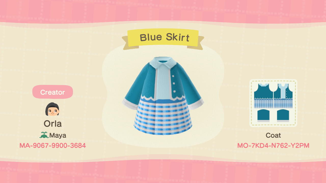 Animal Crossing Design Code: MO-7KD4-N762-Y2PM Blue Skirt