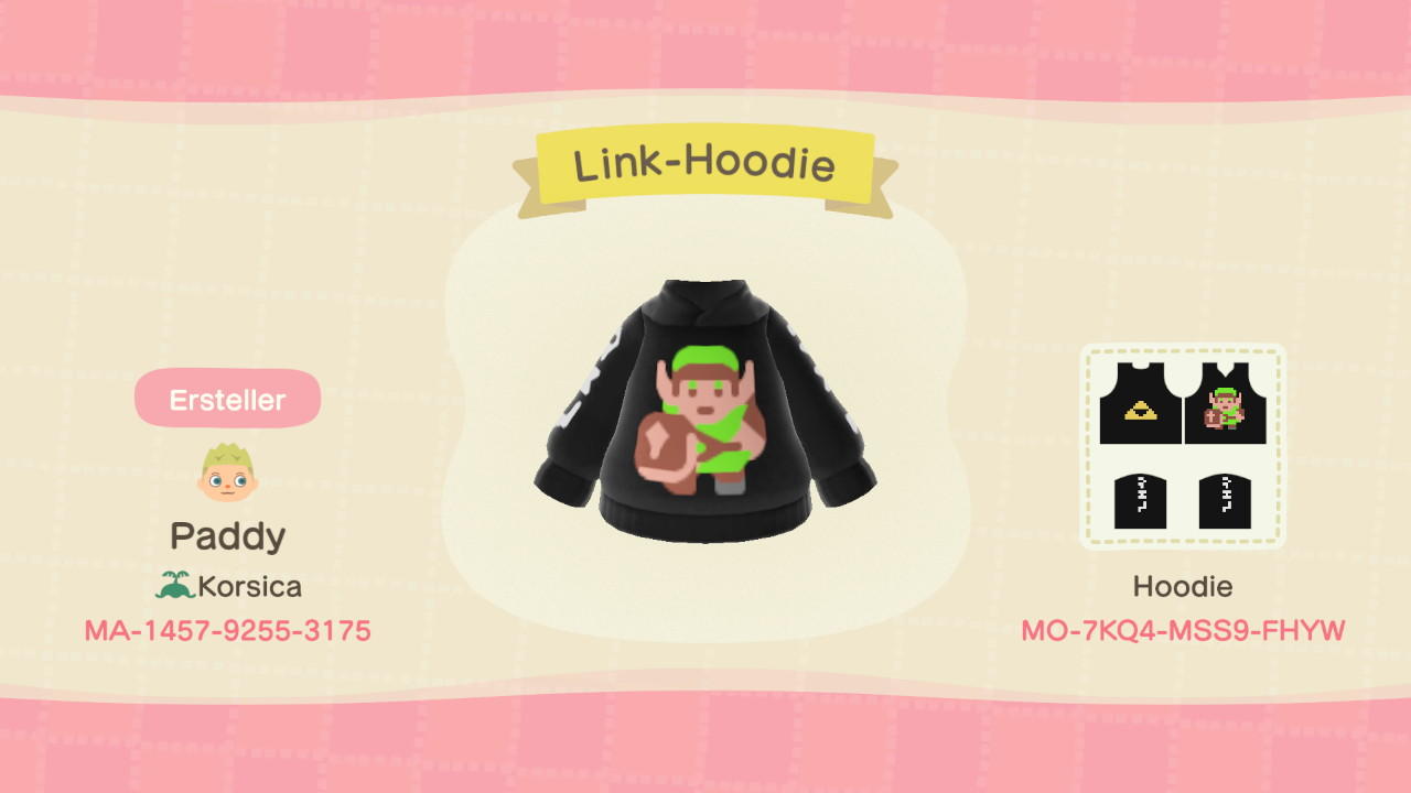 Animal Crossing Design Code: MO-7KQ4-MSS9-FHYW Link-Hoodie